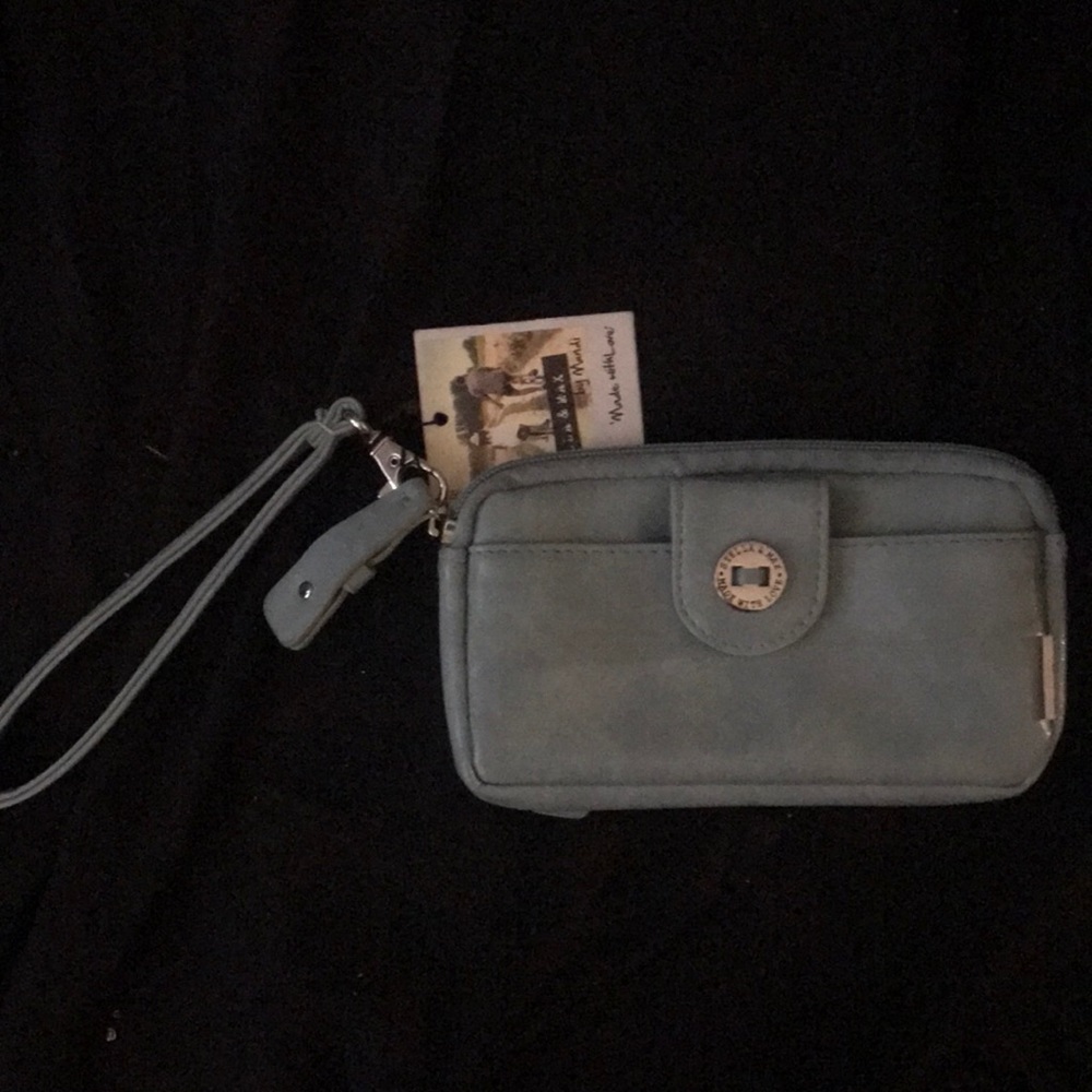 Stella and max wristlet wallet blue leather